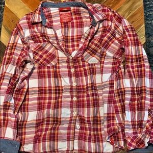 Pink Dickies light weight 2 pocket flannel